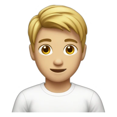 Teenage boy in white t-shirt with short boxer hair sticker