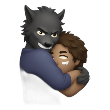 werewolf hugging an anonymous person sticker