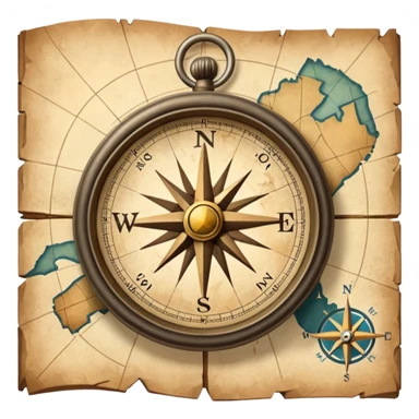 a map and a compass broken sticker