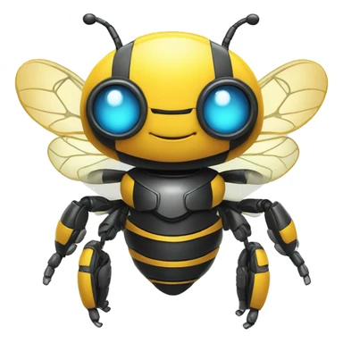cute robot bee with smile sticker