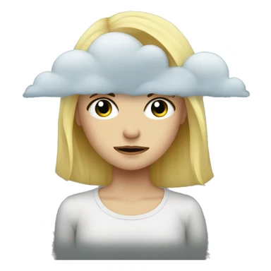 rain cloud over sad blonde girl sticker