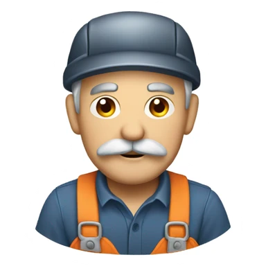 old repairman with mustache sticker