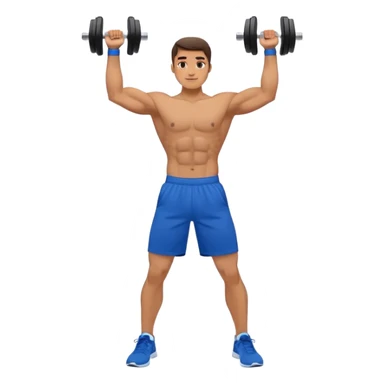 man with blue shorts doing dumbbell lateral-raise (T-pose) side-deltoid exercise sticker