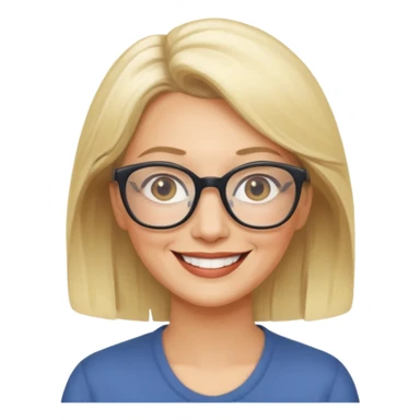 side profile of an attractive older blonde woman with glasses, smiling sticker