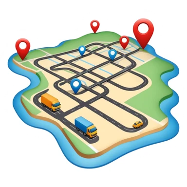 create a realistic emoji showing a map with a route for a logistic company sticker