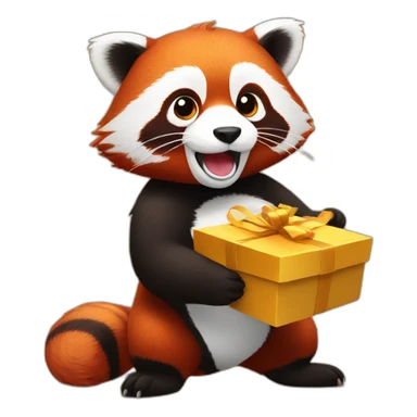 red panda holds the prize sticker