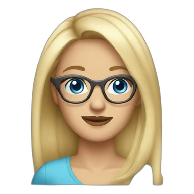 woman glasses blond blue eyes wrinkles sticker