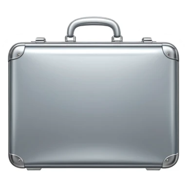 A luxury briefcase emoji made of polished silver chrome, smooth rectangular shape, metallic reflections, minimal high-end design, swag business aesthetic, iOS emoji style, centered, clean white background
 sticker