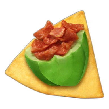 nacho tortilla chip with a little piece of meat on it sticker