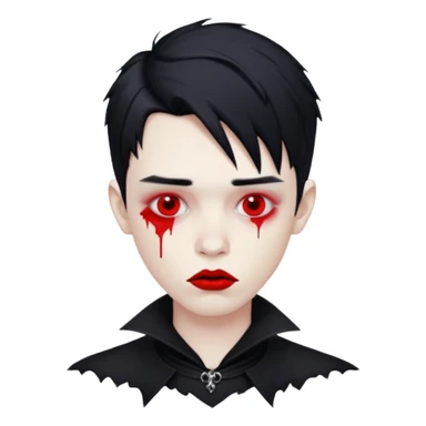 Goth boy with smeared red lipstick sticker