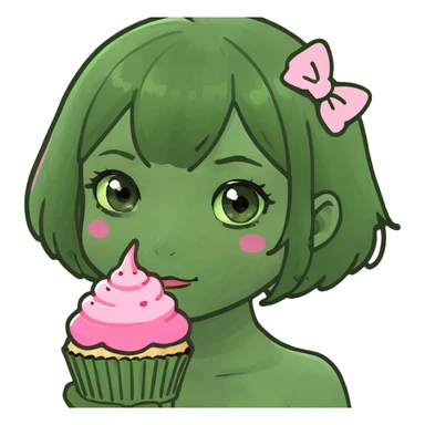 kawaii girl with pink cupcake sticker