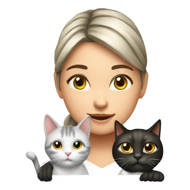 girl with cat on white sticker