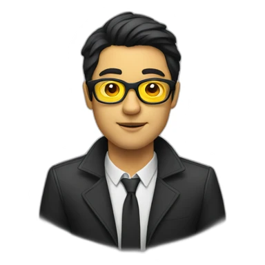 Man with yellow tinted glasses and black hair  sticker