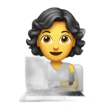 a lady on laptop with usb adapter sticker