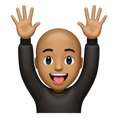 Black emoji sticking out tongue and holding up rockstar hands sticker