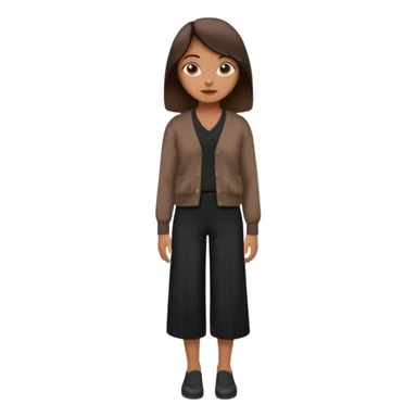 a girl wearing dark brown cardigan and black cullote pants sticker
