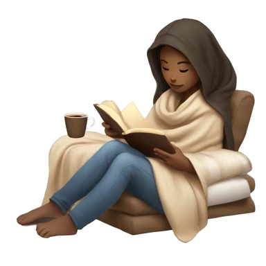 Girl reading a book under a blanket with coffee in her hands sticker