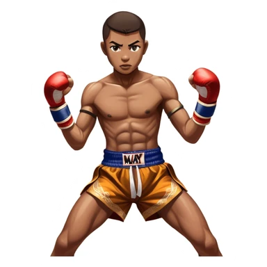 Muay Thai traditional – Cinematic Realistic Traditional Muay Thai Fighter, depicted in authentic Muay Thai attire with arm bands and shorts, poised in a dynamic fighting stance in a traditional Thai stadium, rendered with vivid textures and dramatic, high-contrast lighting that accentuates the art’s intensity. sticker