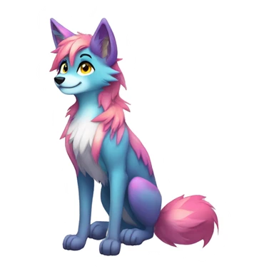 Anthro Colorful Shiny Falvie-Popparotzi-Sparkle-Wolf-sona full body sticker