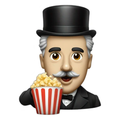 Charlie chaplin as a dictator eating popcorn sticker