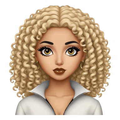 Saudi beauty, pretty bratz baddie, black eyeliner, curly hair sticker