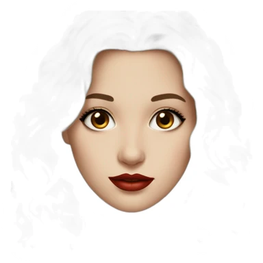 Beautiful young white woman with long brown waved hair brown eyes black eyelashes red lips sticker