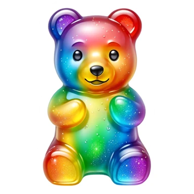 Rainbow transparent gummy bear with sparkles around  sticker