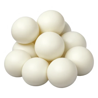group of mozzarella balls, small smooth round, soft white color, glossy surface, uniform tender, fresh milky, no bowl or garnish, soft lighting, emoji scale sticker