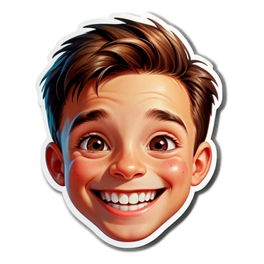 realistic smiley boy portrait sticker