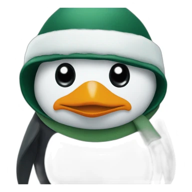penguin wearing a dark green bunnet sticker