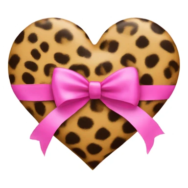 cheetah print heart with pink bow sticker