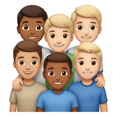 Apple’s three boys emoji but with four boys sticker