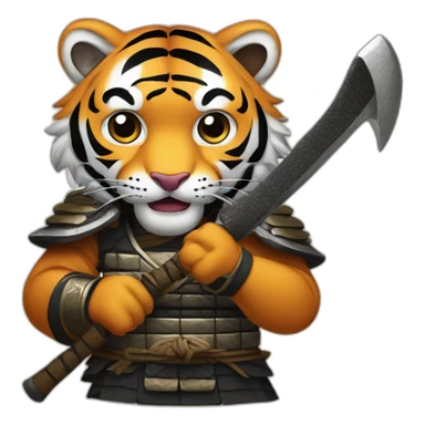 Tiger samurai holding axe sticker