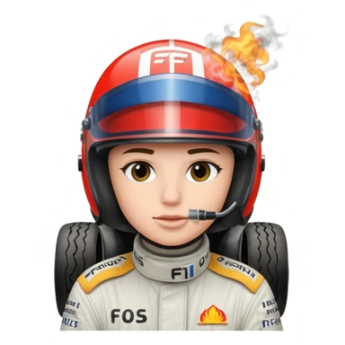 drifting car with tires smoke and a driver with a f1 helmet into the car sticker