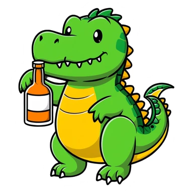crocodile with a bottle of whiskey sticker