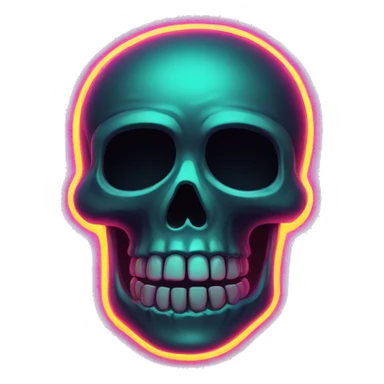neon glowing skull sticker