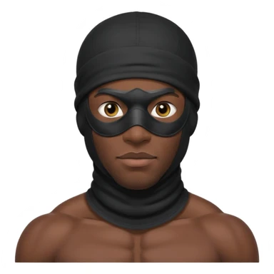 smug muscular african male black ski mask wearing guy with no top. wears a full ski mask with only eyes revealed sticker