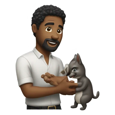 man playing with a dolph sticker