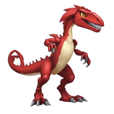  Edgy Red Digimon-Fakemon-Velociraptor-Dragon-Mecha full body sticker