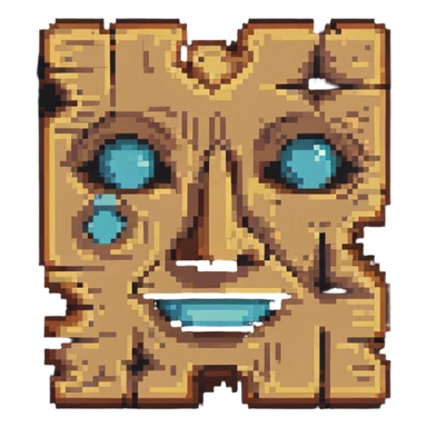piece of wood with a face, simple and retro sticker