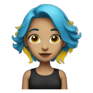 girl with blue hair and yellow eyes and black shirt sticker