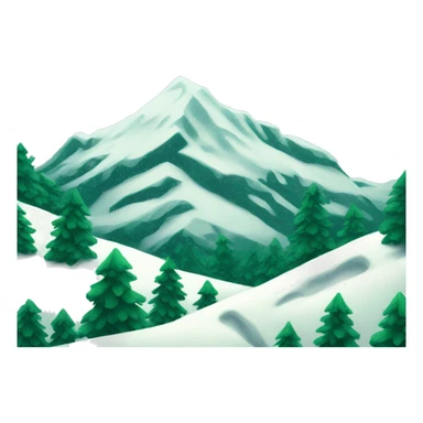Snowfall on mountain with evergreen trees sticker