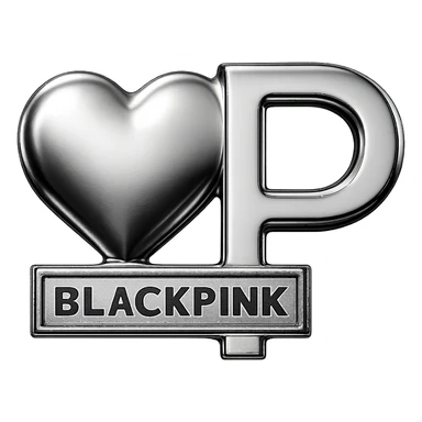 BLACKPINK-inspired object, black and pink colors, shiny and futuristic metallic look sticker