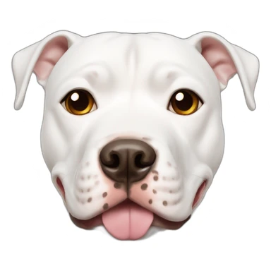 white pitbull dog with one brown spot in the face sticker