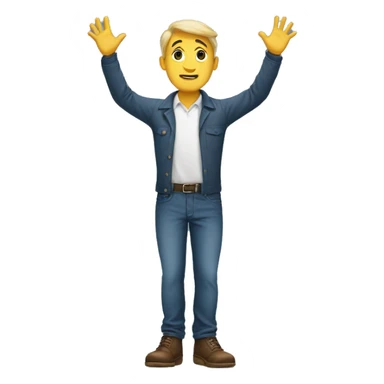 Man standing on his feet, raising his hands sticker