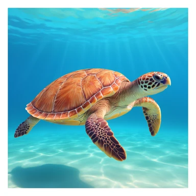 sea turtle in beautiful clear turquoise caribbean sea underwater sticker