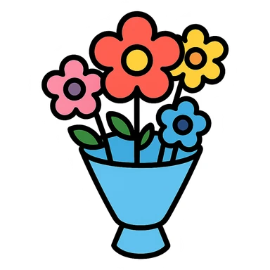 flower bouquet, color outline icon style sticker