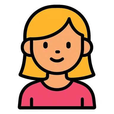 teen girl icon, simple and bold, modern outlined icon style sticker