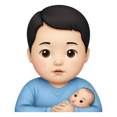 korean black hair baby infant sticker