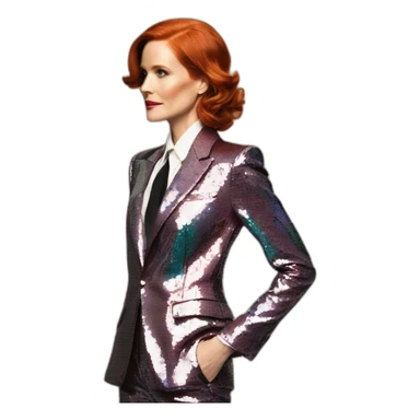 Audrey fleurot hair back multicolored sequined suit sticker
